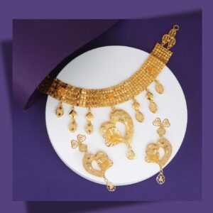 Kalp Altın : Gold Choker Necklace Set
